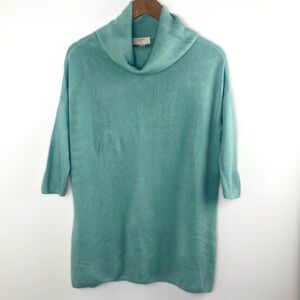 LOFT Mint Green Turtle Neck Sweater 3/4 Sleeve Size MP